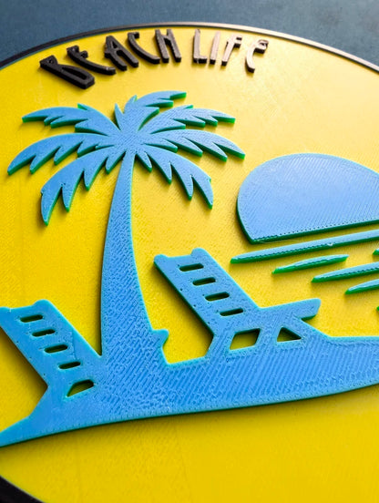 "Beach Life" Round wall Sign
