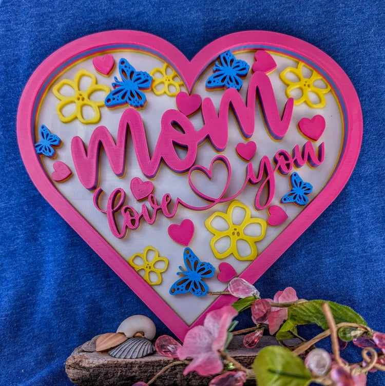"Love you Mom" Heart decoration