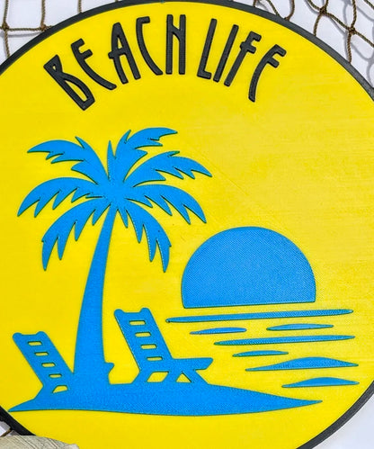 "Beach Life" Round wall Sign